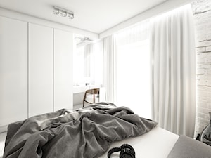 jazz house - Duża biała szara sypialnia, styl nowoczesny - zdjęcie od Otwarte Studio Sztuka