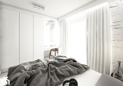 jazz house - Duża biała szara sypialnia, styl nowoczesny - zdjęcie od Otwarte Studio Sztuka