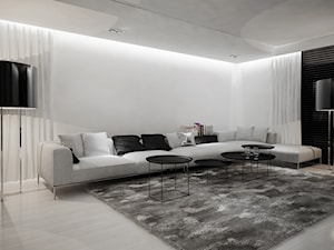 Dom B - projekt wnetrza - Duży biały salon, styl minimalistyczny - zdjęcie od Otwarte Studio Sztuka