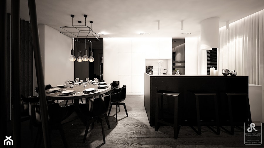jazz house - Średnia biała szara jadalnia w kuchni, styl minimalistyczny - zdjęcie od Otwarte Studio Sztuka