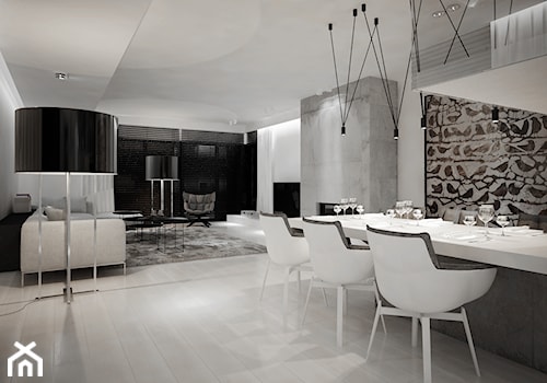 Dom B - projekt wnetrza - Średnia szara jadalnia w kuchni, styl minimalistyczny - zdjęcie od Otwarte Studio Sztuka