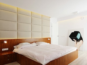 REALIZACJA PAJECZNO - Duża biała sypialnia, styl minimalistyczny - zdjęcie od Otwarte Studio Sztuka