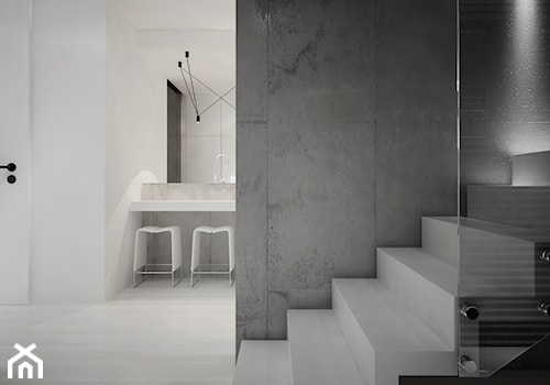Dom B - projekt wnetrza - Schody jednobiegowe betonowe, styl minimalistyczny - zdjęcie od Otwarte Studio Sztuka