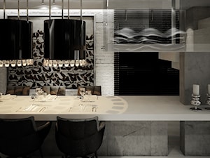Dom B - projekt wnetrza - Średnia biała szara jadalnia w salonie, styl glamour - zdjęcie od Otwarte Studio Sztuka