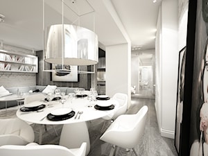 deep focus - Średnia biała jadalnia w salonie, styl minimalistyczny - zdjęcie od Otwarte Studio Sztuka