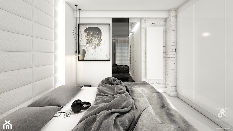 jazz house - Średnia biała sypialnia, styl minimalistyczny - zdjęcie od Otwarte Studio Sztuka
