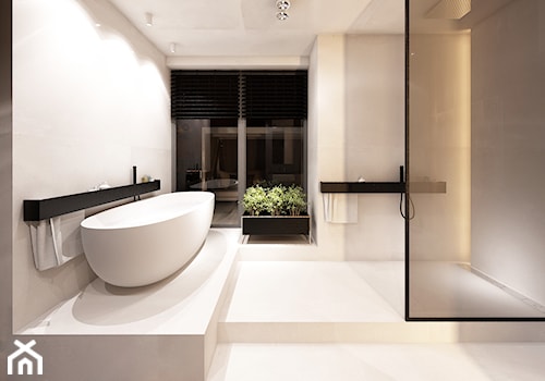 DRAFT WOOD - Duża jako pokój kąpielowy z punktowym oświetleniem łazienka, styl industrialny - zdjęcie od Otwarte Studio Sztuka