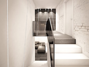 jazz house - Schody dwubiegowe drewniane, styl minimalistyczny - zdjęcie od Otwarte Studio Sztuka