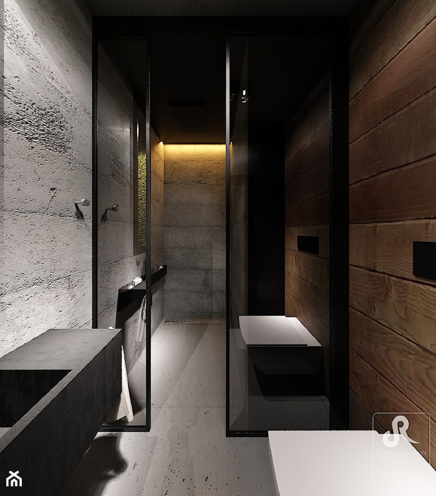 DRAFT WOOD - Średnia bez okna łazienka, styl industrialny - zdjęcie od Otwarte Studio Sztuka