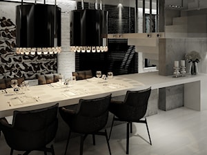 Dom B - projekt wnetrza - Średnia biała jadalnia w salonie, styl glamour - zdjęcie od Otwarte Studio Sztuka