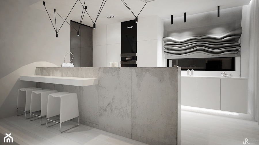 Dom B - projekt wnetrza - Duża kuchnia, styl minimalistyczny - zdjęcie od Otwarte Studio Sztuka