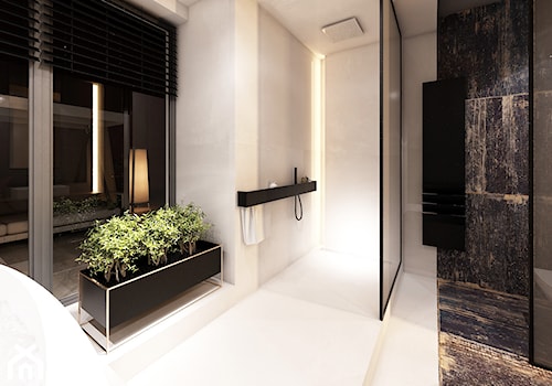 DRAFT WOOD - Duża jako pokój kąpielowy łazienka z oknem, styl industrialny - zdjęcie od Otwarte Studio Sztuka