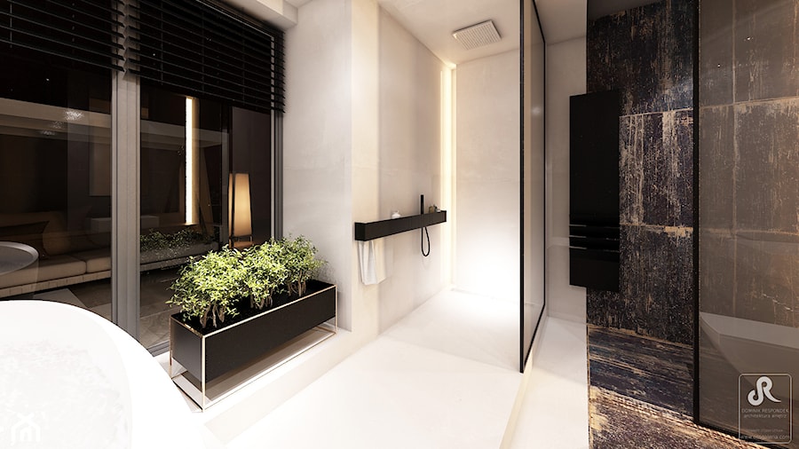 DRAFT WOOD - Duża jako pokój kąpielowy łazienka z oknem, styl industrialny - zdjęcie od Otwarte Studio Sztuka