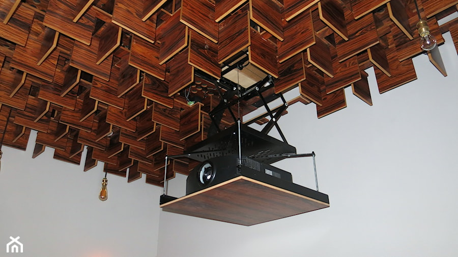 Drewniany sufit z ukrytą windą projektora - zdjęcie od Sabaj System
