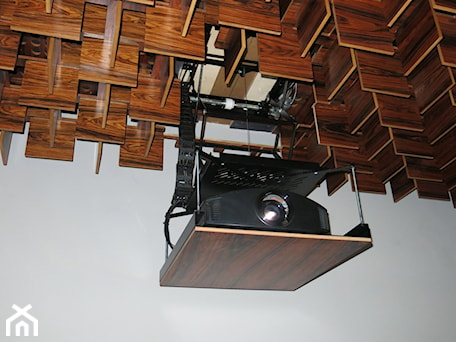 Aranżacje wnętrz - Biuro: Drewniany sufit z ukrytą windą projektora - Sabaj System. Przeglądaj, dodawaj i zapisuj najlepsze zdjęcia, pomysły i inspiracje designerskie. W bazie mamy już prawie milion fotografii!