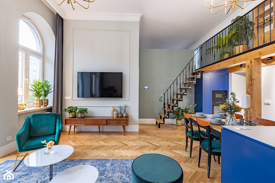 Apartament z antresolą - Jadalnia, styl glamour - zdjęcie od Maciej Nowakowski Fotografia Wnętrz