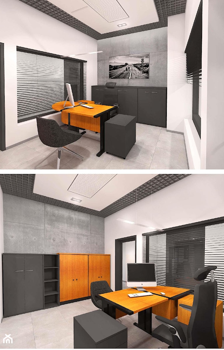 Wizualizacje przestrzeni biurowej z betonem architektonicznym IndustriaStone. - Wnętrza publiczne, styl minimalistyczny - zdjęcie od IndustriaStone Beton Architektoniczny 5mm