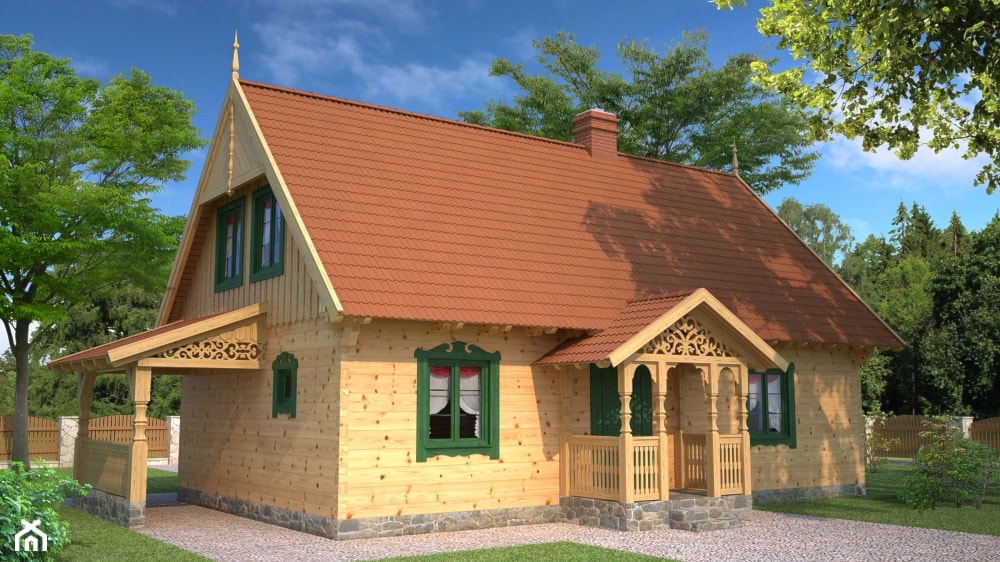 Projekt domu drewnianego - zbali, "Borowina" - zdjęcie od KLIMAT DREWNA - Homebook