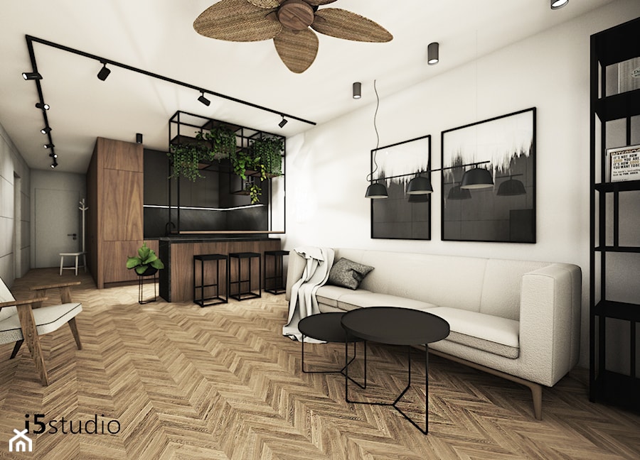 Projekt mieszkania 54m² - Salon, styl skandynawski - zdjęcie od i5studio