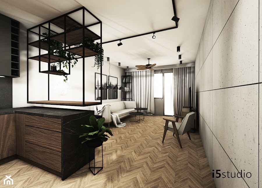 Projekt mieszkania 54m² - Salon, styl minimalistyczny - zdjęcie od i5studio