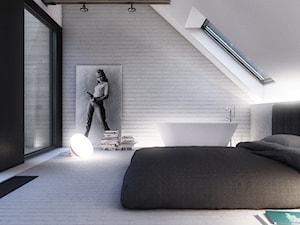 RAD_WAW - Średnia biała szara sypialnia na poddaszu z łazienką, styl minimalistyczny - zdjęcie od Cutout Architects