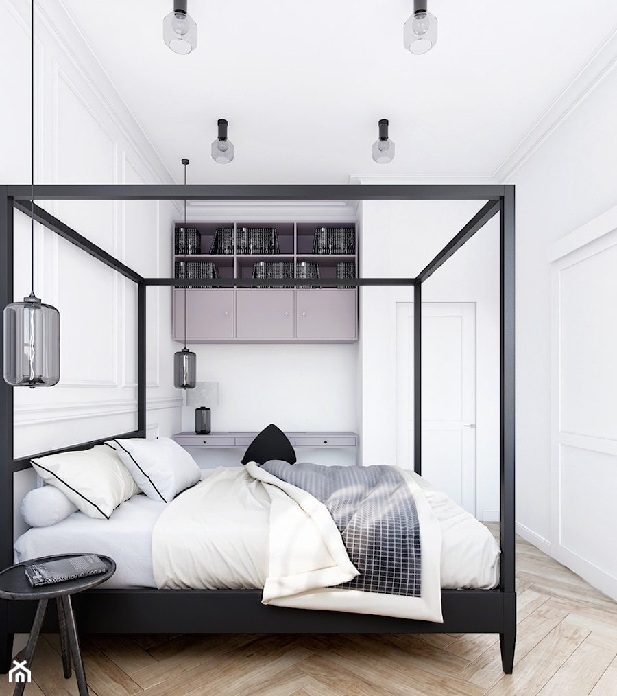 ZG - Średnia biała z biurkiem sypialnia, styl tradycyjny - zdjęcie od Cutout Architects