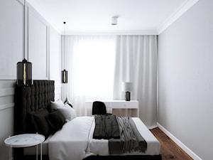 LOG - Średnia szara z biurkiem sypialnia, styl minimalistyczny - zdjęcie od Cutout Architects
