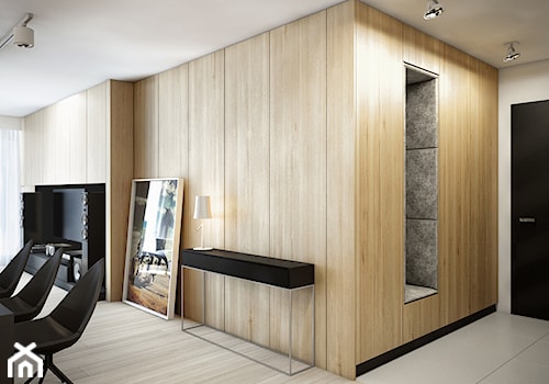 Średni beżowy z marmurem na podłodze hol / przedpokój, styl nowoczesny - zdjęcie od Cutout Architects