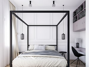 ZG - Średnia biała z biurkiem sypialnia, styl glamour - zdjęcie od Cutout Architects