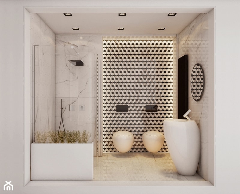 C_Expo2 - Mała bez okna z punktowym oświetleniem łazienka, styl nowoczesny - zdjęcie od Cutout Architects