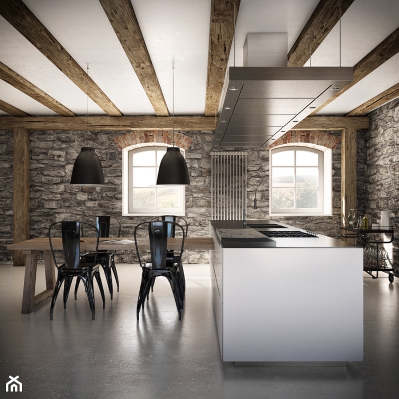 KU_GO - Średnia szara jadalnia w kuchni, styl rustykalny - zdjęcie od Cutout Architects