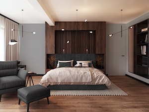 BB - Duża szara sypialnia, styl nowoczesny - zdjęcie od Cutout Architects