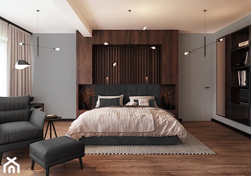 BB - Duża szara sypialnia, styl nowoczesny - zdjęcie od Cutout Architects