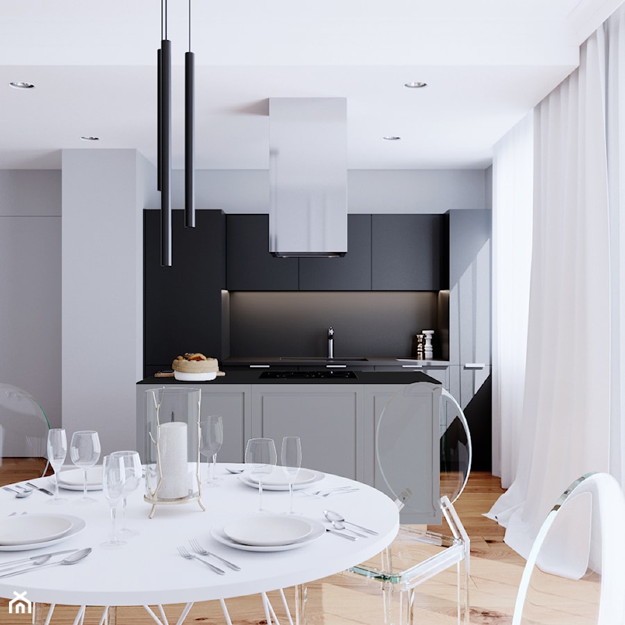 LOG - Średnia szara jadalnia w kuchni, styl minimalistyczny - zdjęcie od Cutout Architects