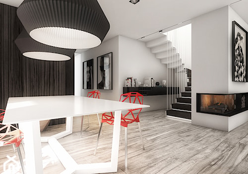 IR - Duża szara jadalnia jako osobne pomieszczenie, styl nowoczesny - zdjęcie od Cutout Architects