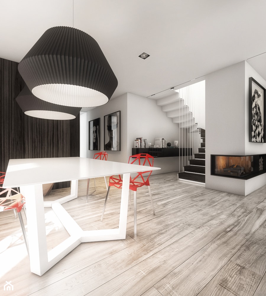 IR - Duża szara jadalnia jako osobne pomieszczenie, styl nowoczesny - zdjęcie od Cutout Architects