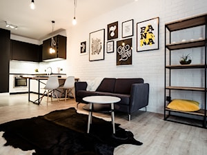Nowa Papiernia - Średni biały salon z kuchnią z jadalnią, styl industrialny - zdjęcie od Cutout Architects