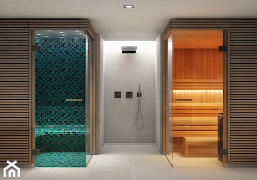 Spa_GROT - Średnia na poddaszu bez okna łazienka, styl nowoczesny - zdjęcie od Cutout Architects