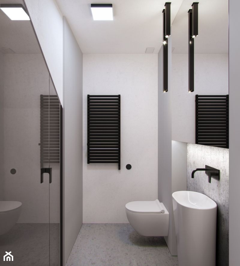BA - Mała bez okna z lustrem z punktowym oświetleniem łazienka, styl minimalistyczny - zdjęcie od Cutout Architects