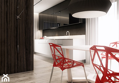 IR - Średnia biała jadalnia w kuchni, styl nowoczesny - zdjęcie od Cutout Architects
