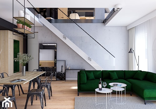 SKARB - Średni biały salon z jadalnią, styl nowoczesny - zdjęcie od Cutout Architects