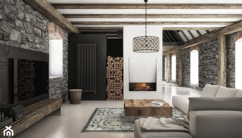 KU_GO - Średni biały szary salon, styl rustykalny - zdjęcie od Cutout Architects