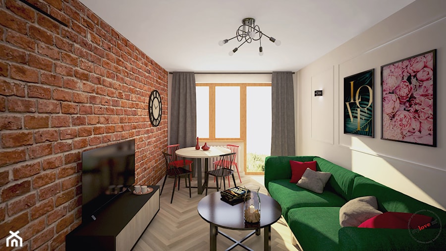 Mieszkanie z cegłą - Salon, styl industrialny - zdjęcie od STYLOVE M2