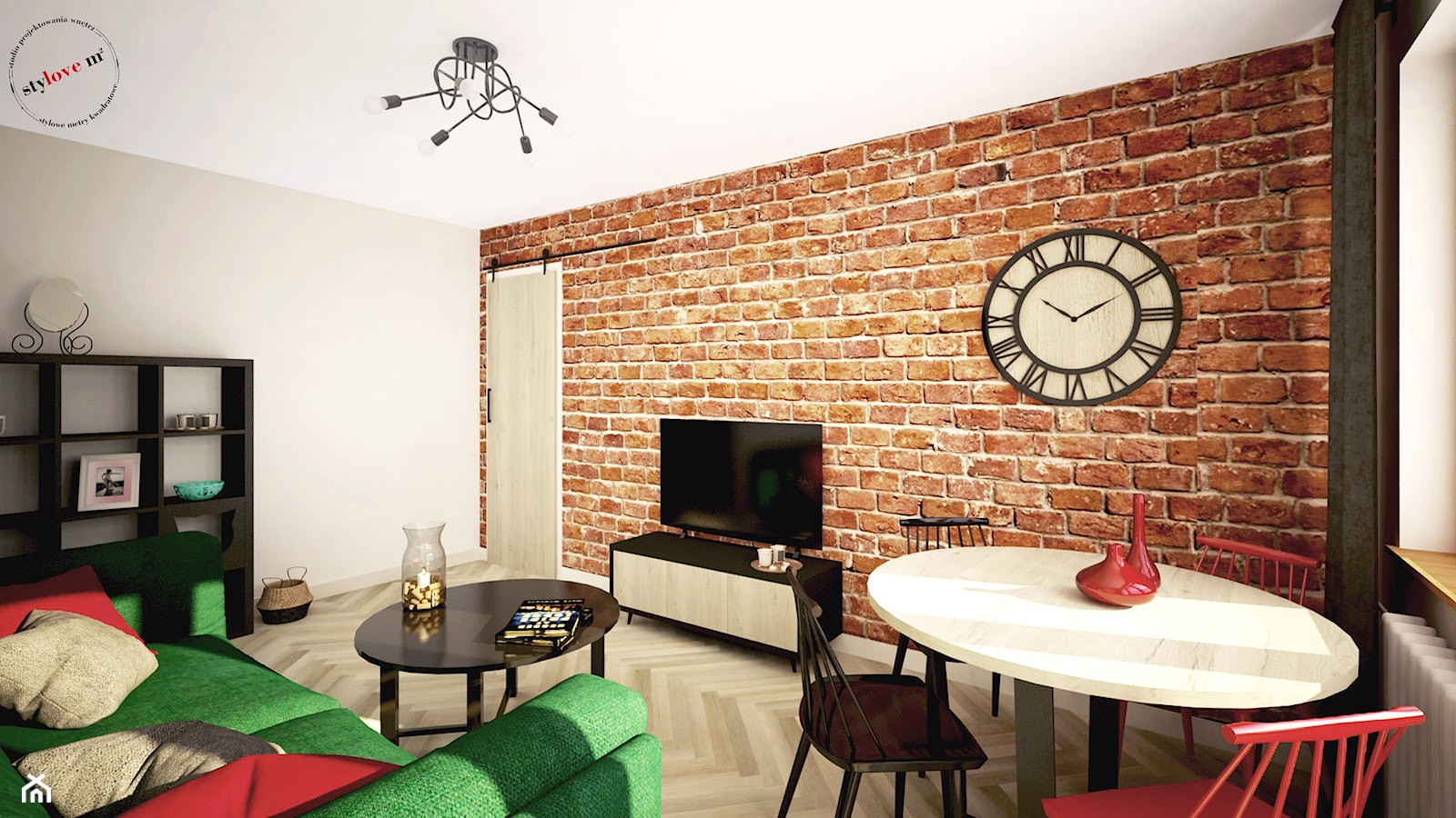 Mieszkanie z cegłą - Salon, styl industrialny - zdjęcie od STYLOVE M2 - Homebook