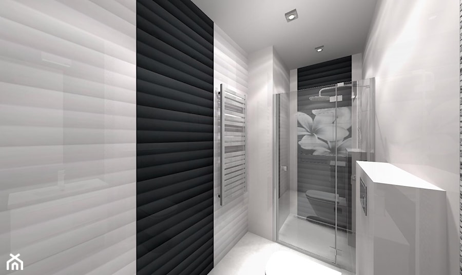 Czarno biała łazienka w stylu nowoczesnym - zdjęcie od BATHROOM DESIGN 3D, PROJEKTY ŁAZIENKEK, PROJEKTOWANIE WNĘTRZ
