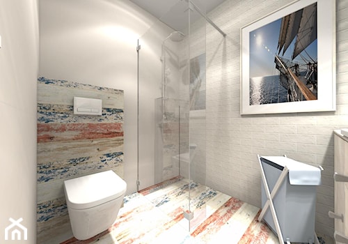 Mała łazienka w bloku styl marines - zdjęcie od BATHROOM DESIGN 3D, PROJEKTY ŁAZIENKEK, PROJEKTOWANIE WNĘTRZ