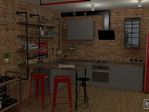 Salon z kuchnią w stylu industrialnym - zdjęcie od EM Projektowanie Wnętrz