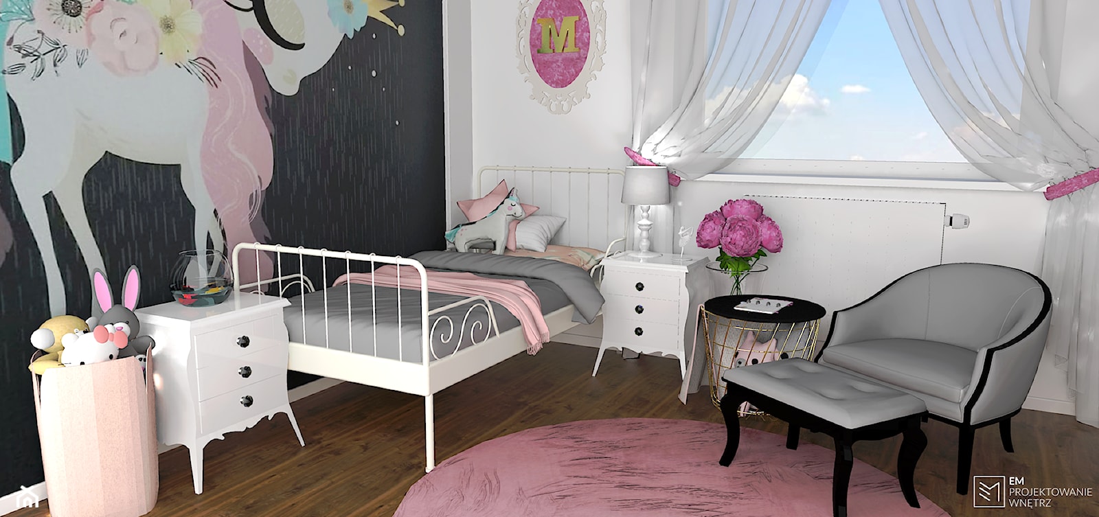 Różowy pokój dla dziewczynki - zdjęcie od EM Projektowanie Wnętrz - Homebook