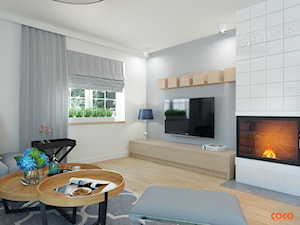 COCO romans z błękitami - Średni biały szary salon, styl tradycyjny - zdjęcie od COCO Pracownia projektowania wnętrz