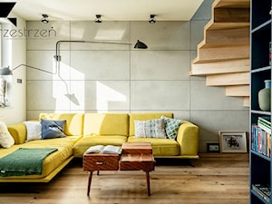 LOFTOVE LOVE - Mały szary salon, styl industrialny - zdjęcie od Przestrzen Pracownia architektury wnetrz Krystyna Sabada